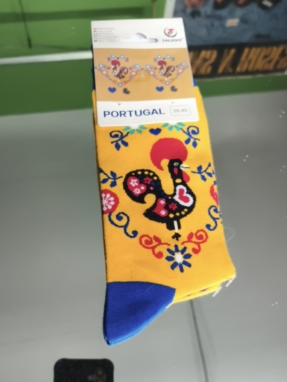 Mens Portugal Galo Pattern Men’s Socks - Yellow
